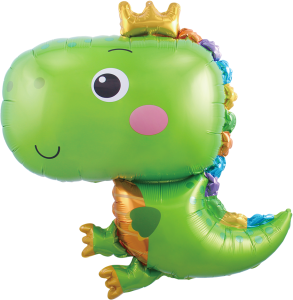 Шар фигура фольгированная 32''(81 см) Динозаврик в короне, Зеленый, 1 ш Falali 1 шт