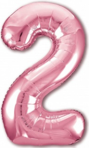 Шар фольгированный Цифра "2" размер 40"(102 см) розовый фламинго 1 шт