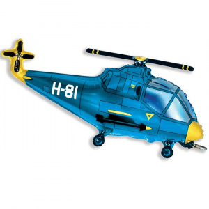 Шар фигура фольгированная 38"(97 см) Вертолет синий FM 1 шт