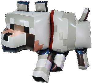 Шар (35''/89 см) Фигура, Пиксельный волк, 1 шт., 26937