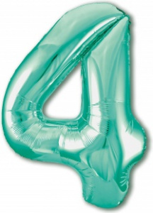 Шар фольгированный Цифра "4" размер 40" (102 см) бискайский зеленый