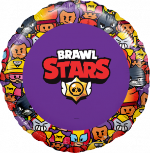 Шар фольгированный круг 18"(46 см) Brawl Stars, Команда бойцов, дизайн №1, Фиолетовый, 1 шт. в упак.