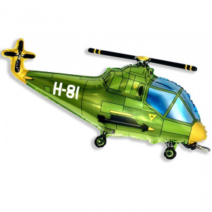 Шар фигура фольгированная 38"(97 см) Вертолет зеленый FM 1 шт