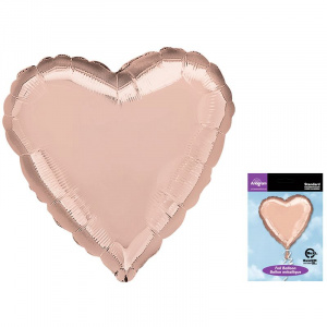 Шар фольгированный сердце 18"(45 см)  Роза Голд в упаковке 1 шт
