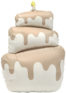 Шар (37''/94 см) Фигура, Торт, Бежевый, Сатин, 1 шт. в уп., 26862