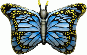 Шар фигура фольгированная 38"(97 см) Бабочка Махаон голубая FM 1 шт