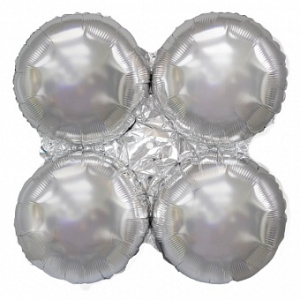 Шар фольгированный круг 22"(56 см ) Подставка для шаров, Серебро, 1 шт. (Flex) 1 шт