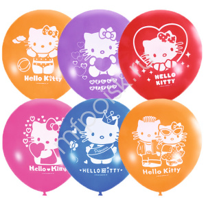 Воздушные шары 12"(30 см) пастель+декоратор 2ст  1 цв Hello Kitty 50шт