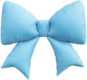 Шар (39''/99 см) Фигура, Бант, Голубой, Сатин, 1 шт. в уп., 26836