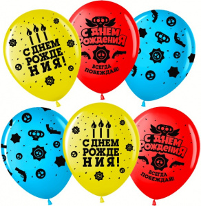 Воздушные шары (12''/30 см) Геймер, Играй и Побеждай!, Ассорти, пастель, 5 ст, 25 шт.