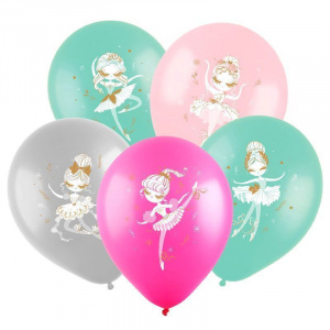 Воздушные шары 12"(30 см) пастель Балерины ассорти 100 шт 2 ст