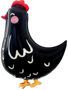 Шар (30''/76 см) Фигура, Курица, Черный, 1 шт. в уп.