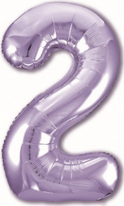 Шар фольгированный Цифра "2" размер 40" (102 см) пастельный фиолетовый