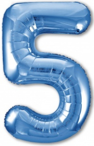 Шар фольгированный Цифра "5" размер 40"(102 см) синий 1 шт