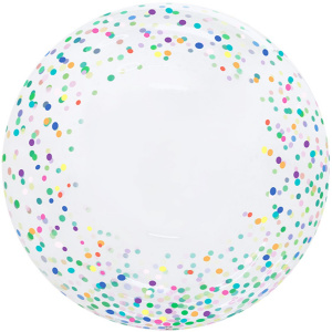 Шар (20''/51 см) Сфера 3D, Deco Bubble, Разноцветное конфетти, Прозрачный, 1 шт. в упак.