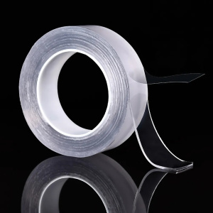 Клейкая нано-лента (20 мм*1 мм*3 м) акриловая, двухсторонняя, многоразовая, Прозрачный, 1 шт.
