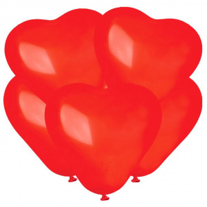 Воздушные шары сердца 10"(25 см) пастель красные 50 шт