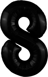 Шар фольгированный Цифра "8" размер 40"(102 см) черный 1 шт