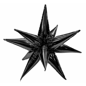 Шар (26''/66 см) Звезда, Составная, Черный 1 шт. в упак.