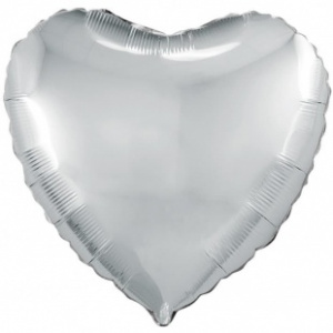 Шар фольгированный сердце 19"(48 см) цвет серебро 1 шт