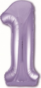 Шар фольгированный Цифра "1" размер 40" (102 см) пастельный фиолетовый