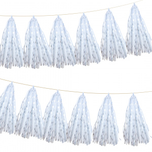 Гирлянда Тассел, Точки, Серебро, Металлик, 35*12 см, 5 листов.