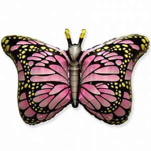Шар фигура фольгированная 38"(97 см) Бабочка Махаон розовая FM 1 шт