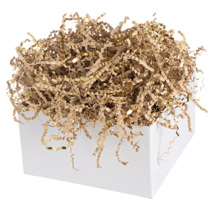 Наполнитель для коробок Праздничный Дуэт, бумага, ПП, Бежевый/Золото, Металлик, 50 г., 6231193