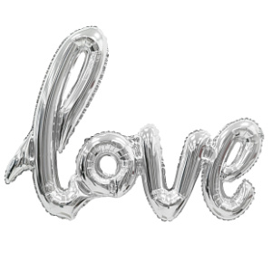 Шар фигура фольгированная 39"(100*68 см) буквы Love серебро 1 шт