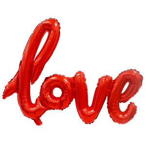 Шар фигура фольгированная 39"(100*68 см) буквы Love красные 1 шт