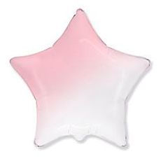 Шар фольгированный звезда 18"(45 см) бело-розовый градиент FM