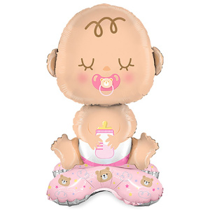 Шар 3D (25''/64 см) Фигура на подставке, Малыш Девочка, 1 шт. в уп., 24894