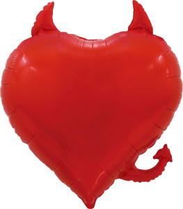 Шар (30''/76 см) Сердце, Чертенок, Красный, 1 шт. в уп., 26476