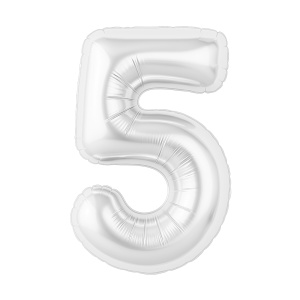 ШФ Цифра "5" размер 40" (102 см) белый блеск Агура