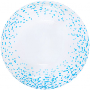Шар (20''/51 см) Сфера 3D, Deco Bubble, Голубое конфетти, Прозрачный, 1 шт. в упак.