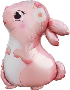 Шар фигура фольгированная 30"(76 см) Милый зайка, Розовый, 1 шт.
