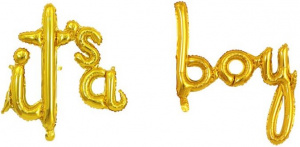 Набор шаров-букв из фольги (16''/41 см) Мини-Надпись "It`s a Boy", Золото, 1 шт.