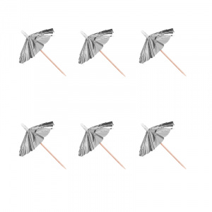 Шпажки для канапе одноразовые "Зонтики" Серебро 10 штук