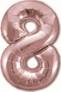 Шар фольгированный Цифра "8" размер 40" (102 см) розовое золото