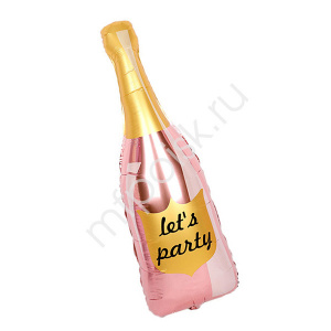Шар фигура фольгированная 40"( 106 см) бутылка Шампанское Let`s Party Rose1 шт