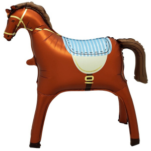 Шар 3D (35''/89 см) Фигура, Лошадка, Коричневый, Сатин, 1 шт. в уп., 27111