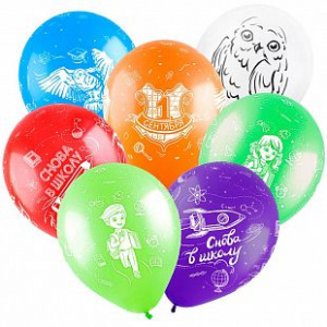 Воздушные шары 12"(30 см) пастель 1 сентября ассорти 5 ст 100 шт