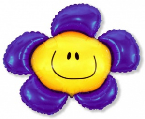 Шар фигура фольгированная 41"(104 см) Цветок с улыбкой фиолетовый FM 1 шт