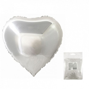 Шар фольгированный сердце 18" (Китай) серебро 1 шт.
