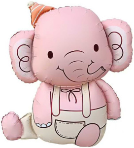 Шар (35''/89 см) Фигура, Слоник в колпачке, Розовый, 1 шт. в уп., 29299P