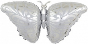 Шар фигура фольгированная 41''(104 см) Бабочка, Серебро, 1 шт.