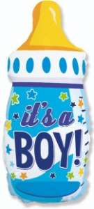 Шар фигура фольгированная 31"(79 см) Бутылочка для мальчика (звездочки), Голубой, 1 шт. 1 шт
