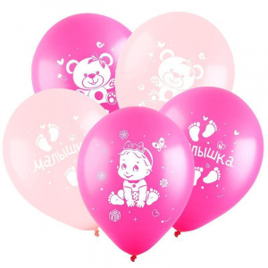 Воздушные шары 12"(30 см) пастель новорожденная малышка 3 дизайна 100 шт