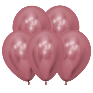 Воздушные шары 50 шт 5"(12,5 см) Рефлекс Розовый, (Зеркальные шары) ТМ Sempertex