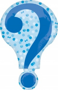 Шар фигура фольгированная 25''(64 см) Гендер Пати, Знак вопроса, Голубой, .Falali 1 шт